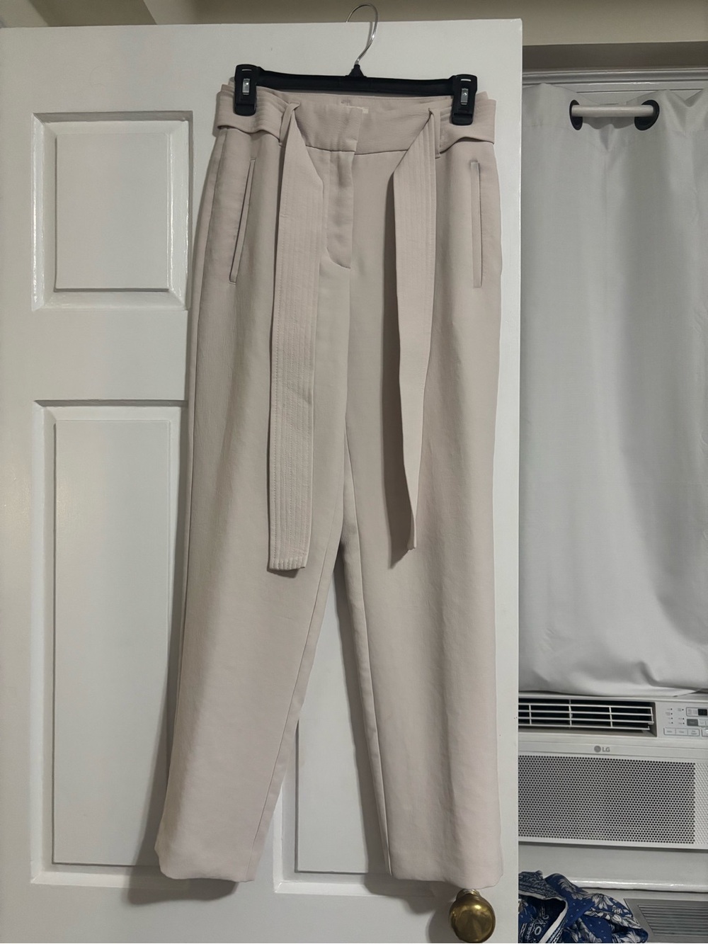 High-Waist Blush Trousers with Belt